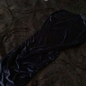 velvet dress , mock neck , ruched